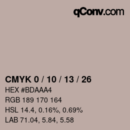 カラーコード: CMYK 0 / 10 / 13 / 26 | qconv.com