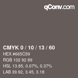 カラーコード: CMYK 0 / 10 / 13 / 60 | qconv.com