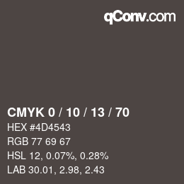 颜色代码: CMYK 0 / 10 / 13 / 70 | qconv.com