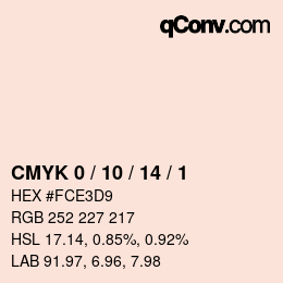 カラーコード: CMYK 0 / 10 / 14 / 1 | qconv.com