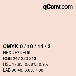 カラーコード: CMYK 0 / 10 / 14 / 3 | qconv.com