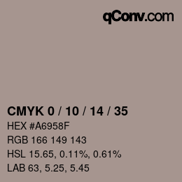 カラーコード: CMYK 0 / 10 / 14 / 35 | qconv.com