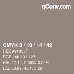 颜色代码: CMYK 0 / 10 / 14 / 42 | qconv.com