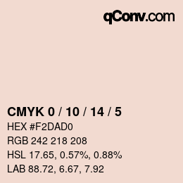 カラーコード: CMYK 0 / 10 / 14 / 5 | qconv.com