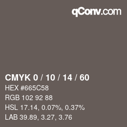カラーコード: CMYK 0 / 10 / 14 / 60 | qconv.com
