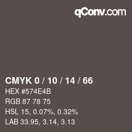 Color code: CMYK 0 / 10 / 14 / 66 | qconv.com