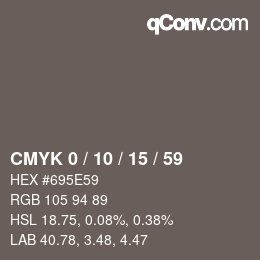 Farbcode: CMYK 0 / 10 / 15 / 59 | qconv.com