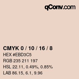 カラーコード: CMYK 0 / 10 / 16 / 8 | qconv.com