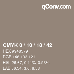 カラーコード: CMYK 0 / 10 / 18 / 42 | qconv.com