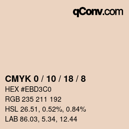 カラーコード: CMYK 0 / 10 / 18 / 8 | qconv.com