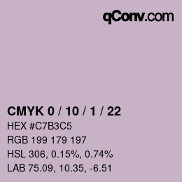 カラーコード: CMYK 0 / 10 / 1 / 22 | qconv.com