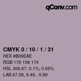 カラーコード: CMYK 0 / 10 / 1 / 31 | qconv.com