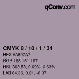 カラーコード: CMYK 0 / 10 / 1 / 34 | qconv.com