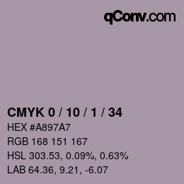 Farbcode: CMYK 0 / 10 / 1 / 34 | qconv.com