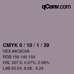 颜色代码: CMYK 0 / 10 / 1 / 39 | qconv.com