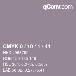 カラーコード: CMYK 0 / 10 / 1 / 41 | qconv.com