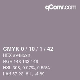 カラーコード: CMYK 0 / 10 / 1 / 42 | qconv.com