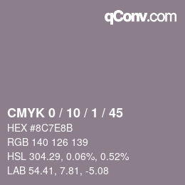 Color code: CMYK 0 / 10 / 1 / 45 | qconv.com