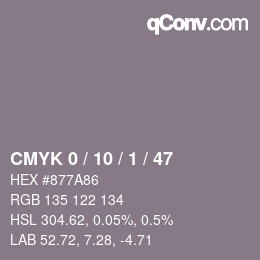 Color code: CMYK 0 / 10 / 1 / 47 | qconv.com