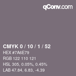 颜色代码: CMYK 0 / 10 / 1 / 52 | qconv.com