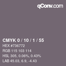カラーコード: CMYK 0 / 10 / 1 / 55 | qconv.com