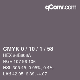 Color code: CMYK 0 / 10 / 1 / 58 | qconv.com