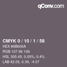 カラーコード: CMYK 0 / 10 / 1 / 58 | qconv.com