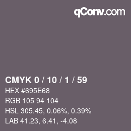 カラーコード: CMYK 0 / 10 / 1 / 59 | qconv.com