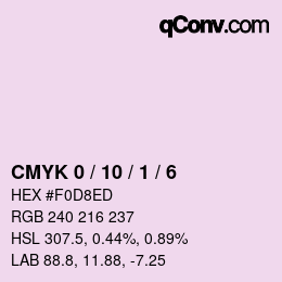 カラーコード: CMYK 0 / 10 / 1 / 6 | qconv.com