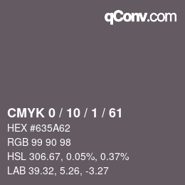 カラーコード: CMYK 0 / 10 / 1 / 61 | qconv.com