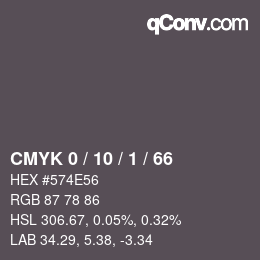 Color code: CMYK 0 / 10 / 1 / 66 | qconv.com