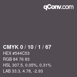 カラーコード: CMYK 0 / 10 / 1 / 67 | qconv.com