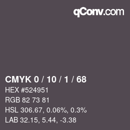 カラーコード: CMYK 0 / 10 / 1 / 68 | qconv.com