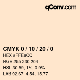 颜色代码: CMYK 0 / 10 / 20 / 0 | qconv.com