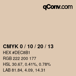 カラーコード: CMYK 0 / 10 / 20 / 13 | qconv.com