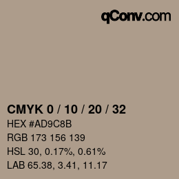 カラーコード: CMYK 0 / 10 / 20 / 32 | qconv.com