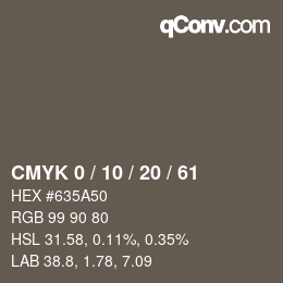 カラーコード: CMYK 0 / 10 / 20 / 61 | qconv.com