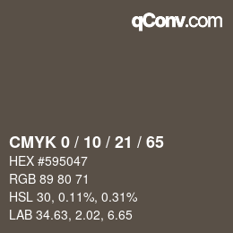 Código de color: CMYK 0 / 10 / 21 / 65 | qconv.com