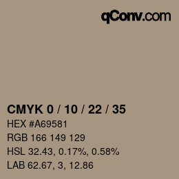 颜色代码: CMYK 0 / 10 / 22 / 35 | qconv.com
