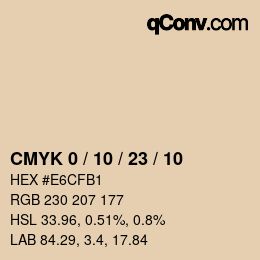 カラーコード: CMYK 0 / 10 / 23 / 10 | qconv.com