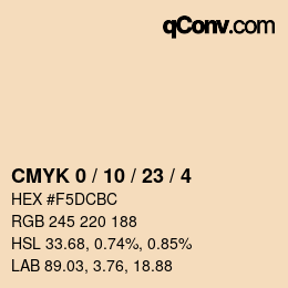 カラーコード: CMYK 0 / 10 / 23 / 4 | qconv.com