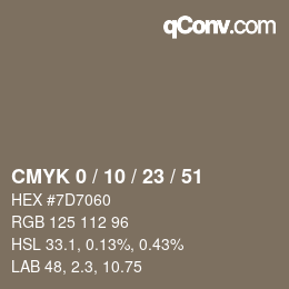 カラーコード: CMYK 0 / 10 / 23 / 51 | qconv.com