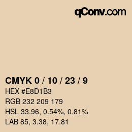 カラーコード: CMYK 0 / 10 / 23 / 9 | qconv.com