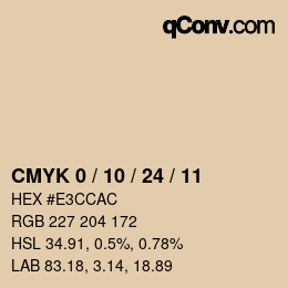 カラーコード: CMYK 0 / 10 / 24 / 11 | qconv.com