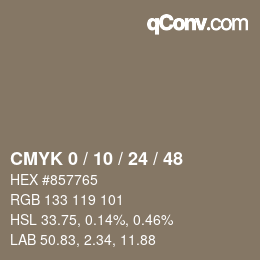 カラーコード: CMYK 0 / 10 / 24 / 48 | qconv.com