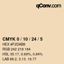 カラーコード: CMYK 0 / 10 / 24 / 5 | qconv.com