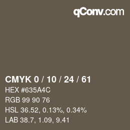 カラーコード: CMYK 0 / 10 / 24 / 61 | qconv.com