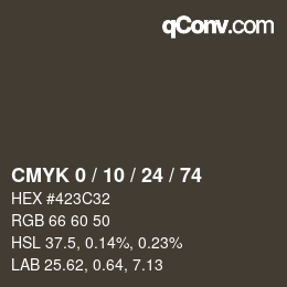 カラーコード: CMYK 0 / 10 / 24 / 74 | qconv.com