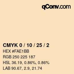 Farbcode: CMYK 0 / 10 / 25 / 2 | qconv.com