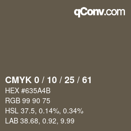 カラーコード: CMYK 0 / 10 / 25 / 61 | qconv.com